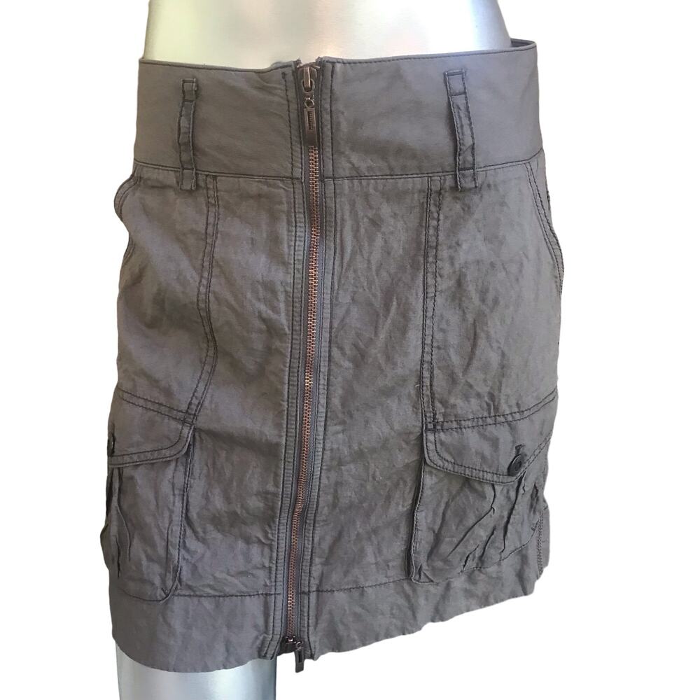 LOFT Gray Full Zip Cargo Cotton Metallic Skirt Women’s Size 2